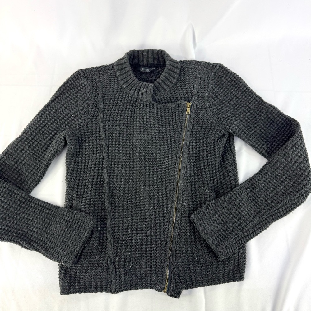 Calvin Klein asymmetrical zip front sweater charcoal gray women’s medium